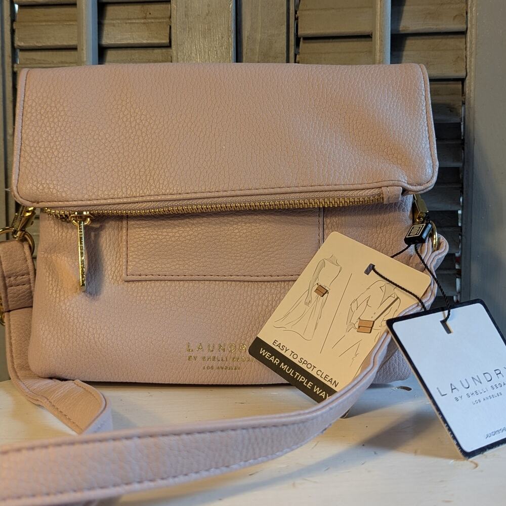 Pink pebbled leather Laundry crossbody bag by Shelli Segal